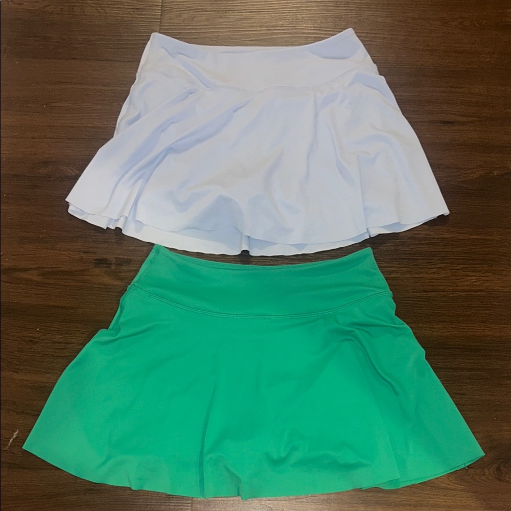Stylish Green and Light Blue Women's Skirt Set